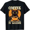 Black Cat Drinks Coffee Because Evil Is Wrong Vintage Tshirt