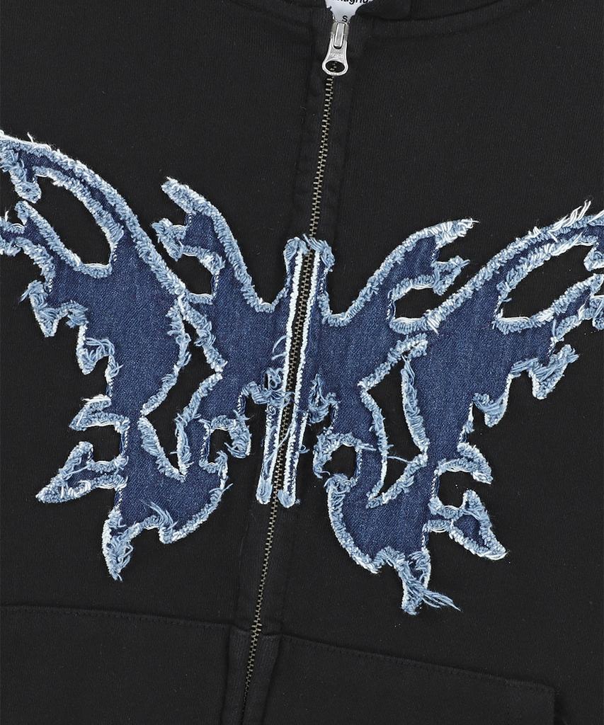 Mahagrid Butterfly Applique Hood Zip-Up Black(Mg2Esmm413A)