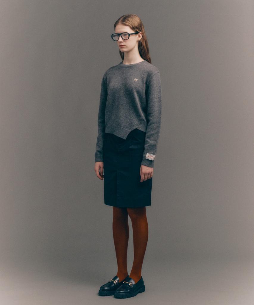 Seteo Dublin Asymmetrical Cashmere Blend Knit Classic Charcoal (Type B)