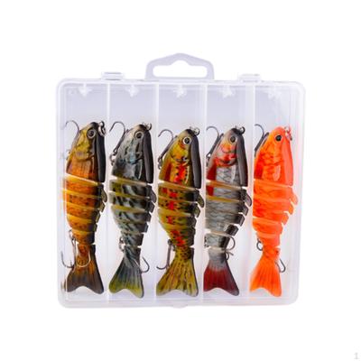 5 Pieces Fishing Lures Bionic Swimming Baits Portable Professional Vivid 7 Segment Artificial