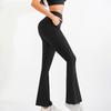 Women's High-Waisted Pocketed Micro-Flare Shark Pants, Yoga Flare Casual Trousers