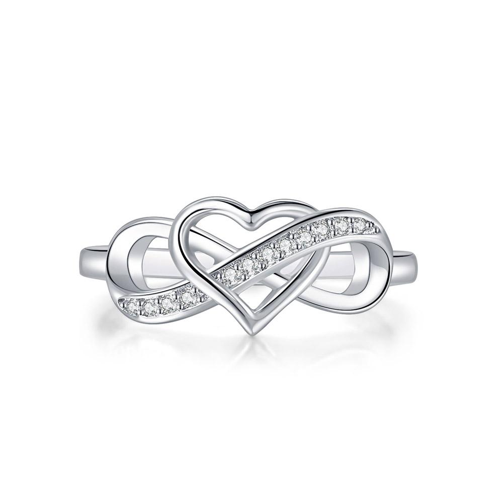 Romantic Infinity Heart Love Rings For Women Wedding Engagement Couple Rings Crystal Zircon Accessories Fashion Jewelry DZR026