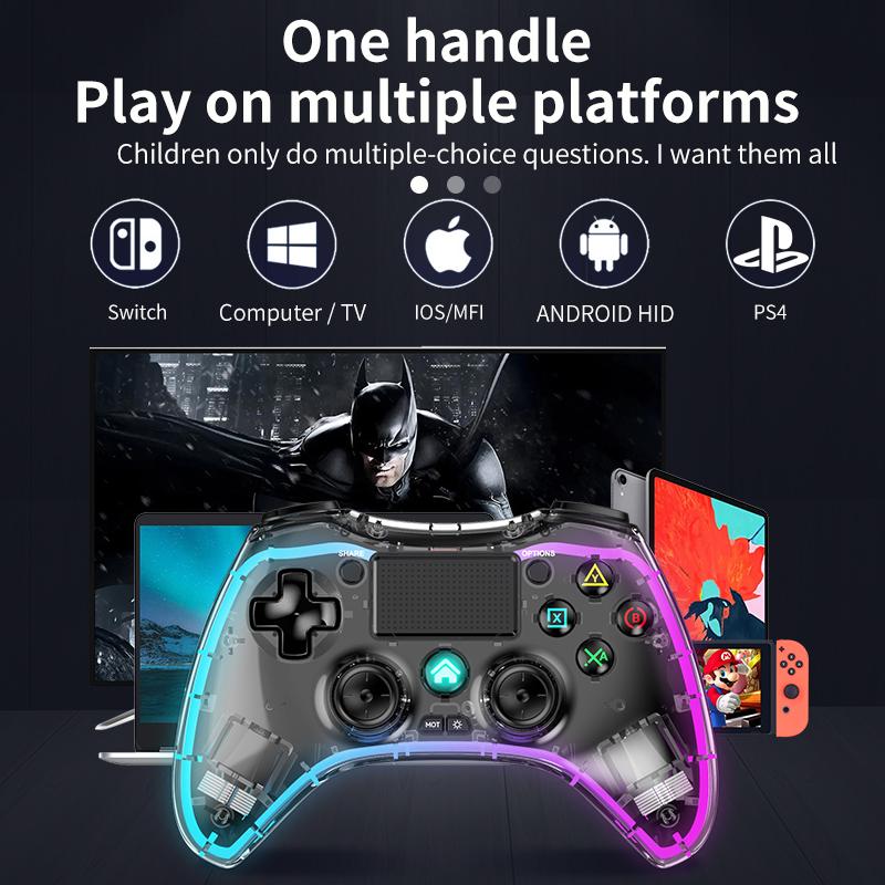 Transparenter Kristall Wireless Game Controller Switch /Android /PC/IOS Joystick Gamepad für P4 Konsole Touch-Tasten