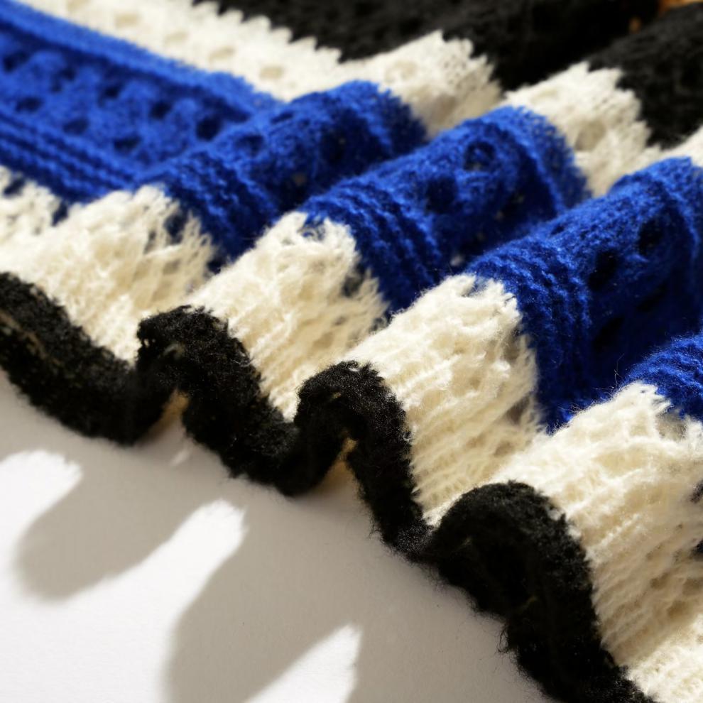 Men's Summer 2023 Retro Striped Hollow Knit Short Sleeve Polo Shirt