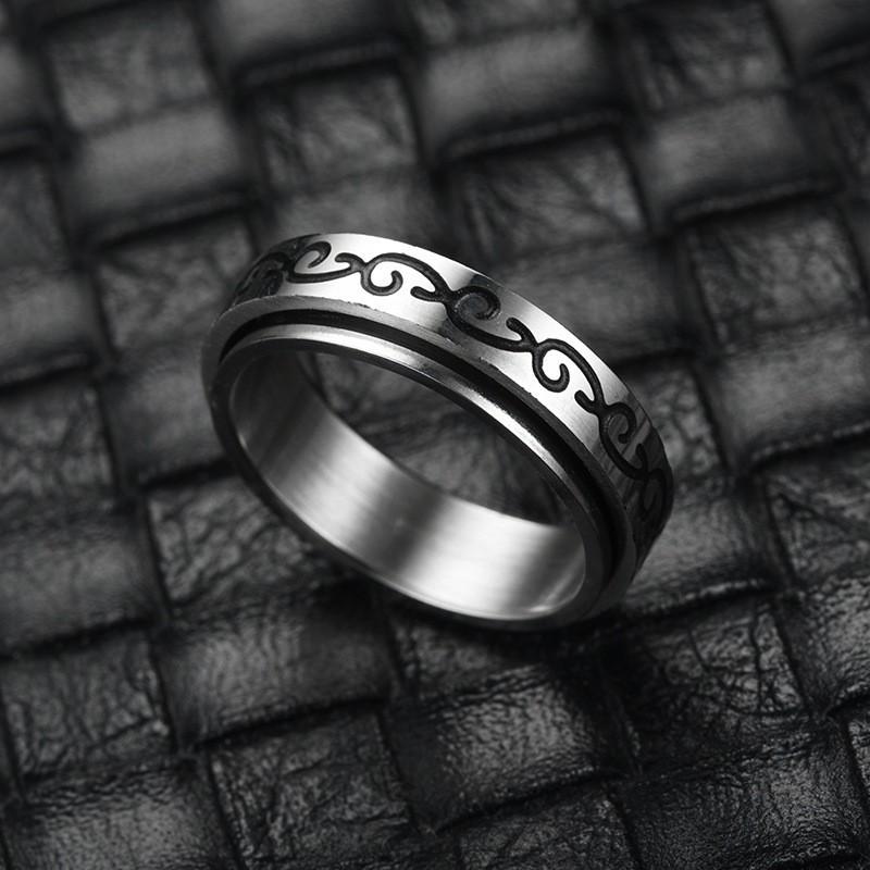 Vintage Star Stainless Steel Rotating Ring Anti Stress Man Worry Stress Relief Anxiety Relaxing Metal Rock Band Ring Anillo