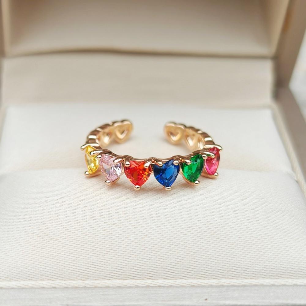 

1 шт. Модные цветные циркониевые кольца в форме сердца с регулируемым отверстием для женщин, стекируемые кольца, ювелирные изделия, аксессуары для свадебной вечеринки