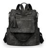 Women's Soft Leather Backpack Large Capacity Student Commuter Schoolbag Tassel Travel Backpack
