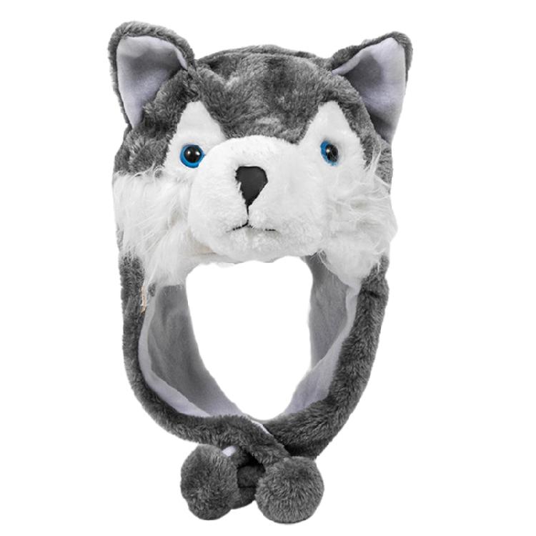 

Cute Wolf Plush Hat Cartoon Dress Up Animal Plush Hat Beanie Hat for Adult Kid сірий колір