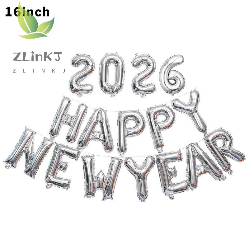 1pc 2026 Happy New Year Metallic Foil Balloons Festive Decor For Parties Celebration Home Decoration