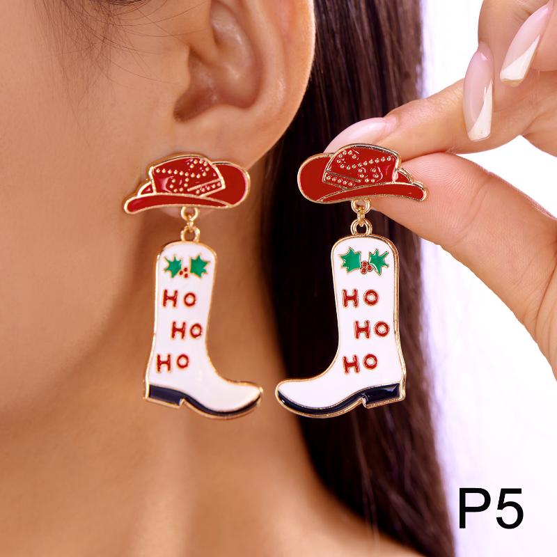 Christmas Tree Snowman Bow Bell Boots Dangle Earrings For Women Cute Snowflake Tassel Earring New Year Party Jewelry Xmas Gifts
