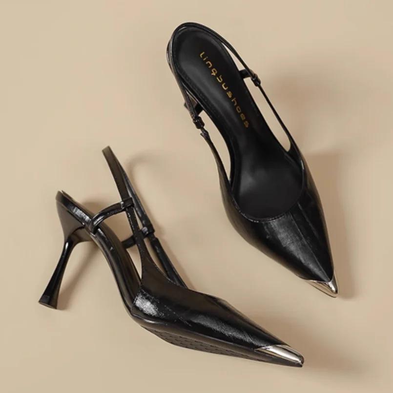 

Summer Women High Heels Sandals Pointed Toe Shoes Sexy Slingback Shoes Women 2025 Trend Designer Dress Sandals Sandalias Mujer 35