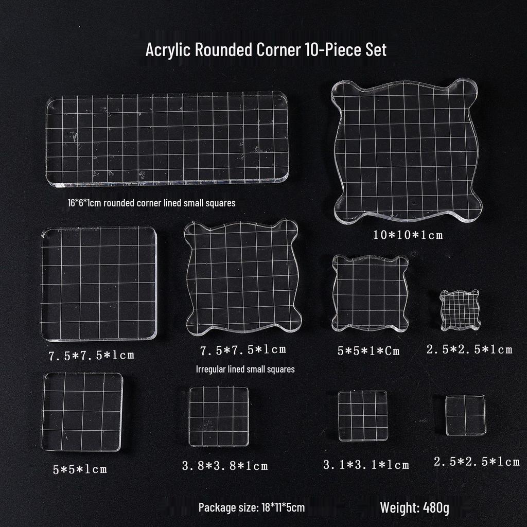 Klarer Acrylgriff Gummi-Stempel für Journaling mit quadratischer abgerundeter Ecke Liniertes Stempelkissen