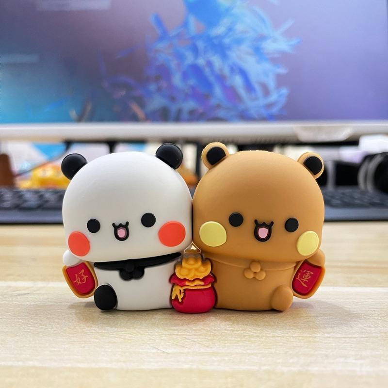 Niedliche Bubu und Dudu Ornamente Viel Glück Reich werden Dekoration Yier Panda Bär Anhänger Heimdeko Figur Rucksack Taschenzubehör