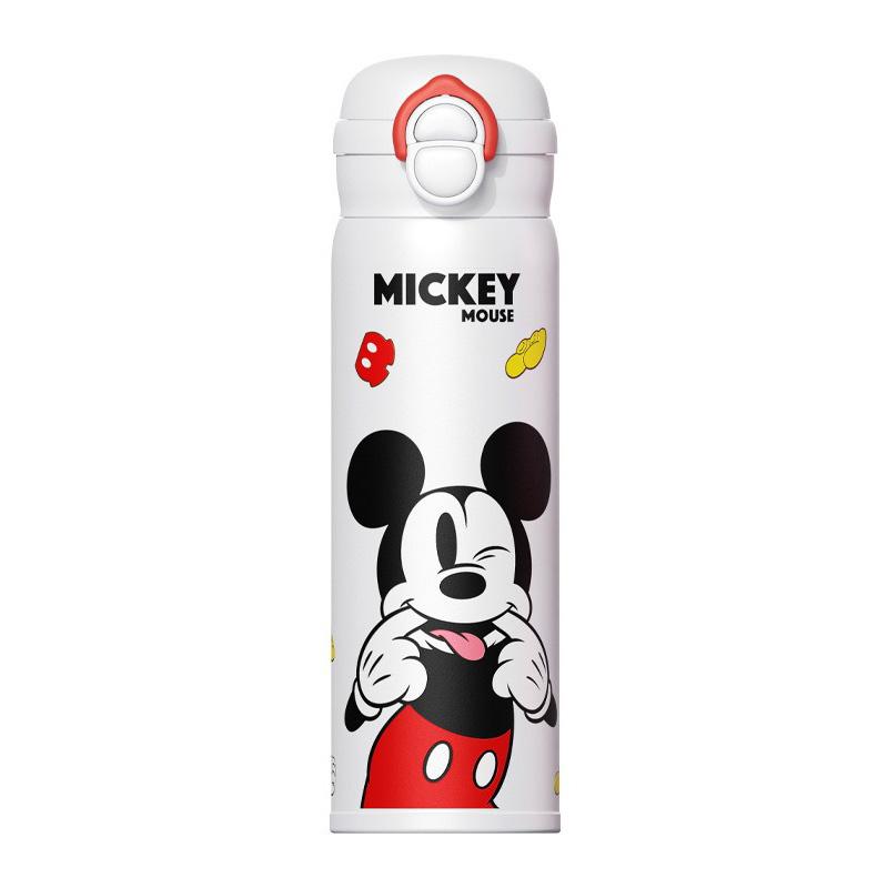 X&W Disney Cartoon Thermos Cup Mickey Minnie Vacuum Flasks Anti-splash Straw Water Bottle Leak-proof Sports Water Kettle for Kid 500ML