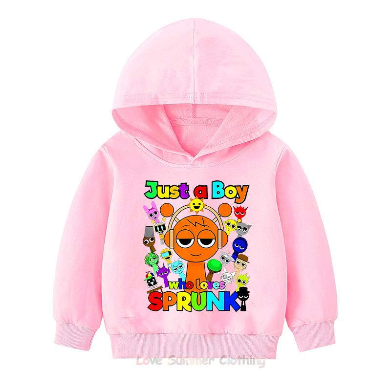 Nuovi Arrivi Autunnali Felpa con Cappuccio per Bambini Sprunki Felpa con Cappuccio Pullover per Bambini Incredibox Stampa HD Età 4-14 Poliestere Traspirante Felpe Anime per Ragazzi e Ragazze