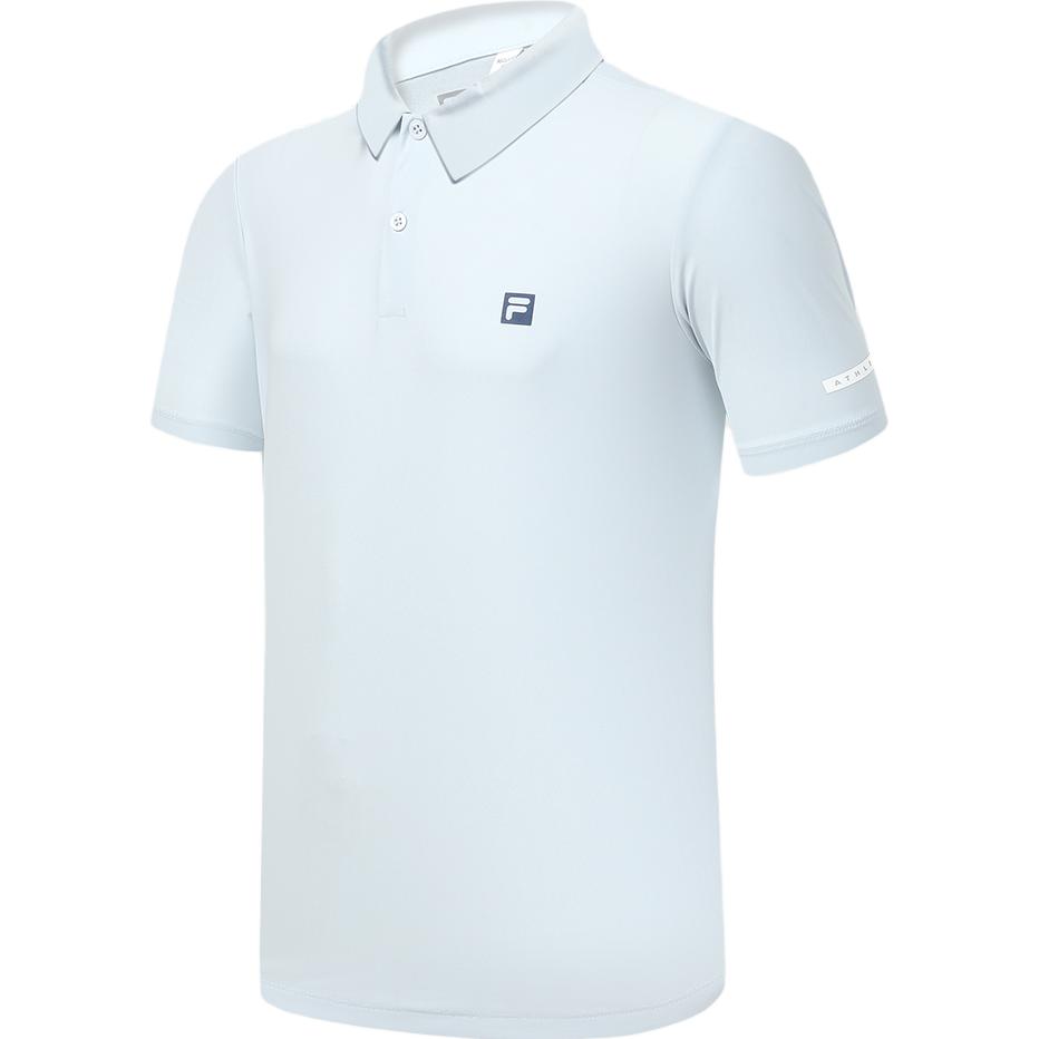FILA Knitted Short Sleeve Polo Shirt 2023 Autumn New Simple Sports Collar Top Men tops Morning-Gray-Blue A11M331108F-LB