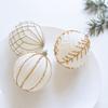 3Pcs Elegant Christmas Tree Baubles with Glitters and Pearls Festival Hanging Ornament Daily Use Home Accessory