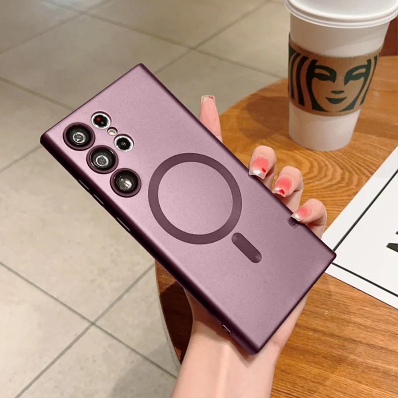 Luxury For Magsafe Magnetic Case For Samsung Galaxy S25 FE S24 S23 S22 Ultra S21 Plus S25 Edge Wireless Charge Shockproof Cover