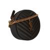 Saint Laurent Ysl Vinyle Gold Logo Chain Quilted Leather Small Round Crossbody Bag Women Bags Black 610436-1GF07-1000