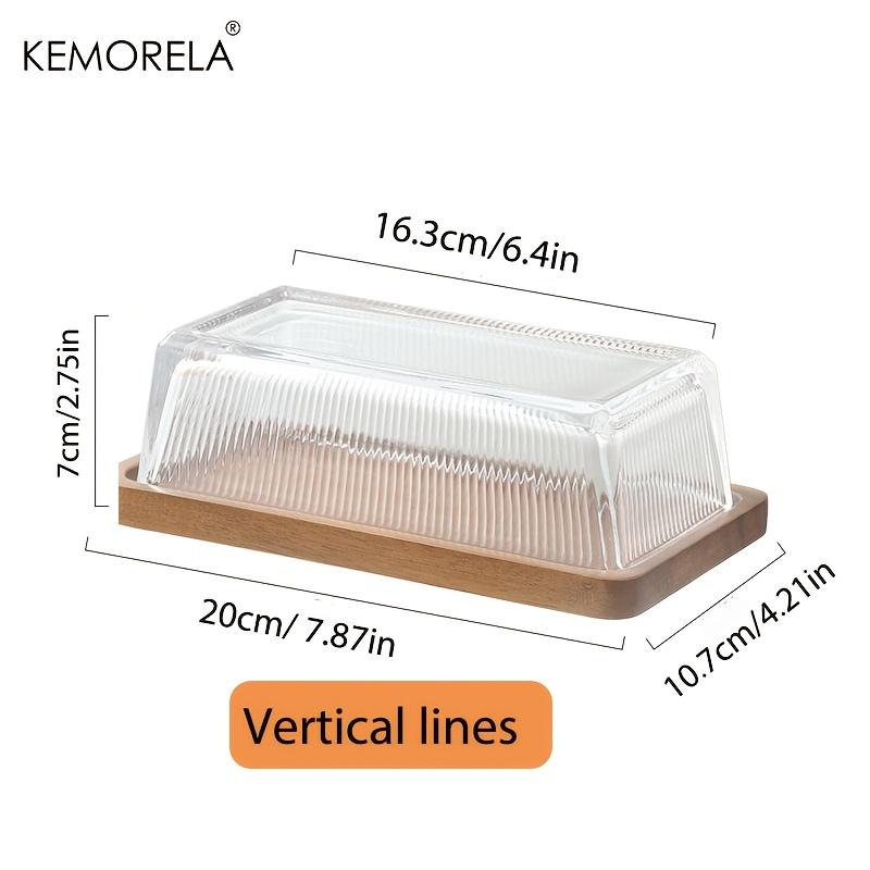 Creative Cheese Butter Plate Rectangular Wooden Tray Glass Cover Storage Box Cake Dessert Bread Dim Sum Plate Table Tableware