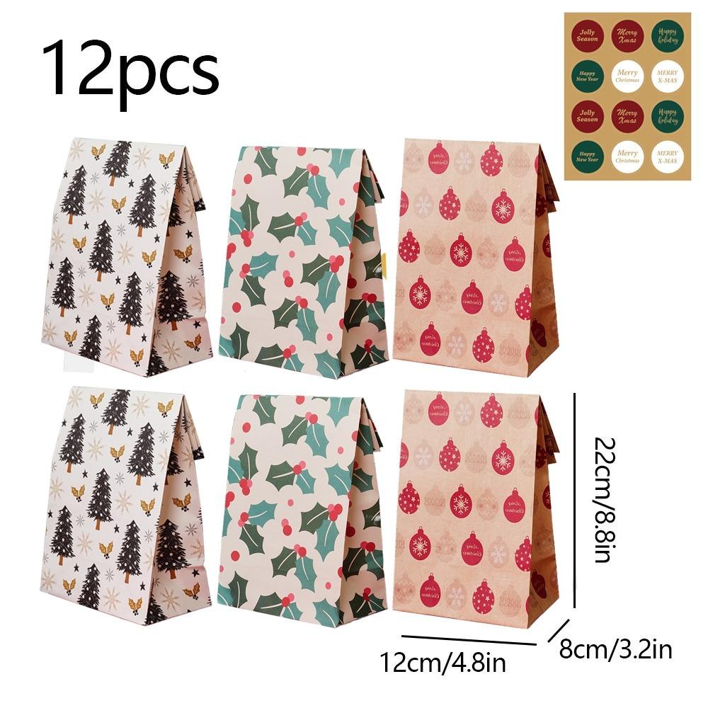 

12pcs New Paper Christmas Paper Bag DIY Kids Favors Gift Bags Home Accessories Party decoration Candy Box Christmas 5x5x5cm