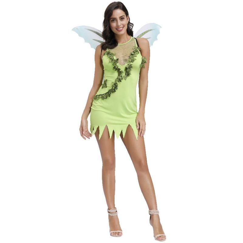 M-XL Halloween Butterfly Fairy Cosplay Magic Green Forest Elf Flower Fairy Angel Costume
