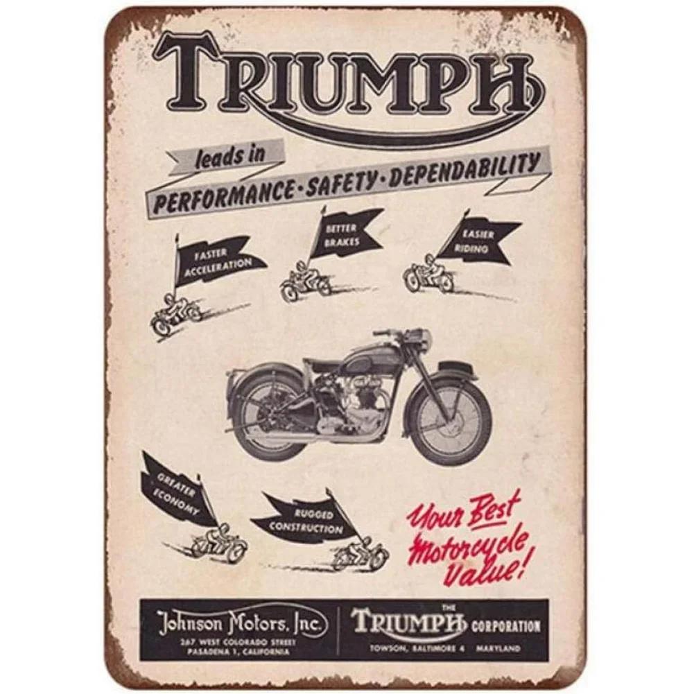 Norton Triumph Motorcycle Metal Tin Signs Vintage Wall Posters Retro Iron Painting Metal Plaque Sheet for Bar Cafe Garage Home