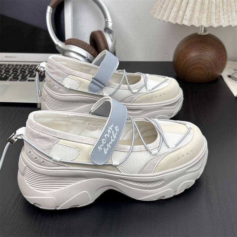 

Leather small 6cm thick-soled muffin lightweight shallow mouth Mary Jane women s shoes 2025 new Velcro versatile single shoes 40