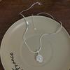 Korean S925 Sterling Silver Fried Egg Pearl Snake Bone Chain Necklace