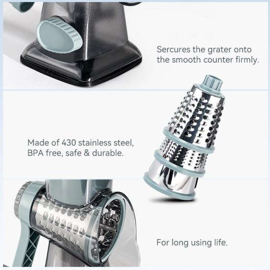 Handheld Roller Vegetable Slicer Adjustable Julienne Shredder for Home Kitchen Stainless Steel Blade Quick Vegetable Prep Tool with Protective Guard