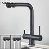 Kitchen Pull-out Filtered Faucet Chrome Brass Purifier Faucet 360 Rotation Dual Sprayer Drinking Water Tap Vessel Sink Mixer Tap