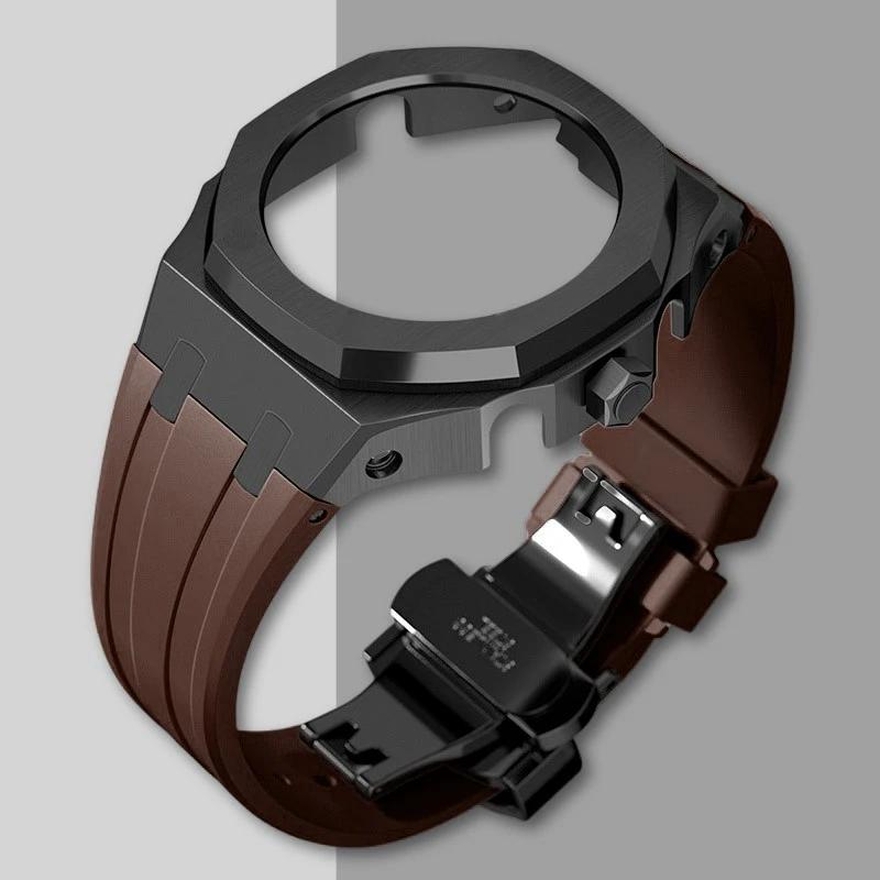 Ny Gen5 Casioak-fodral i rostfritt stål för G-Shock GA2100 Mod-kit Modifieringssats Metallram gummiband för GA2110 GAB2100