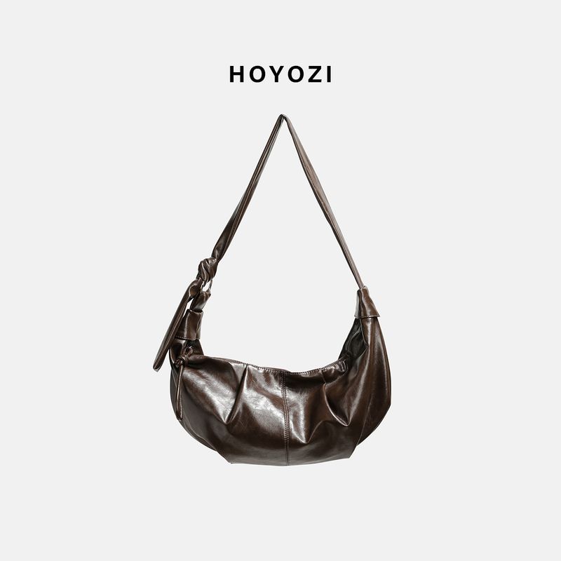 

[Xiaoyoujia Bag] Hoyozi Lazy Crossbody Croissant Commuter Bag Women s 2025 Autumn New Arrival Dumplings Brown [In Stock]]