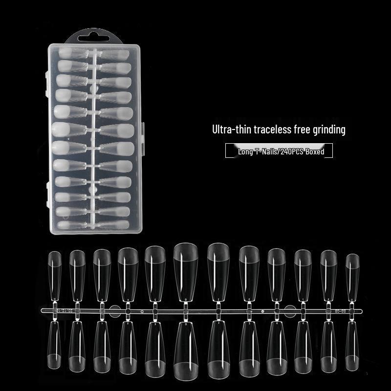 

Напівпісочні прозорі ультратонкі довгі балерина мигдальні безслідні матові кінчики для нігтів