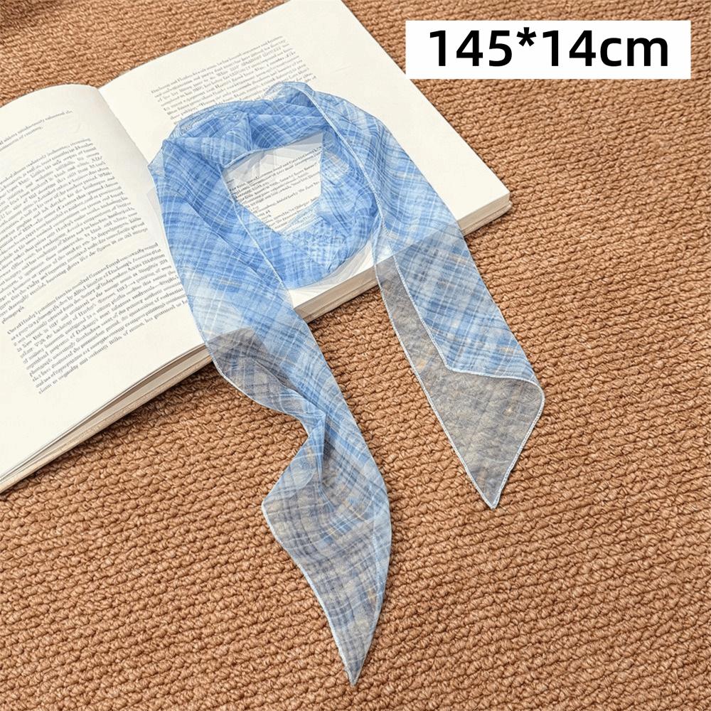 Long Striped Checkered Silk Scarf for Women Lattice Women Summer Scarf New Neck Scarf