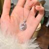 Natural crystal stone oval pendant s925 silver diamond mosaic design collarbone chain niche light luxury fashion jewelry gift