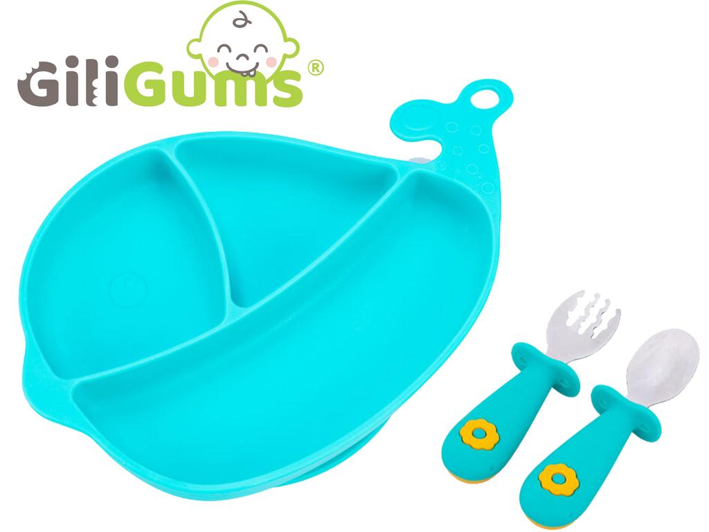 Giligums Silicone Whale Plate Dumel Cutlery