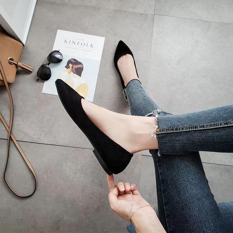Popular flat shoes women's black low-heeled pointed 2025 summer versatile new shallow mouth comfortable casual work shoes
