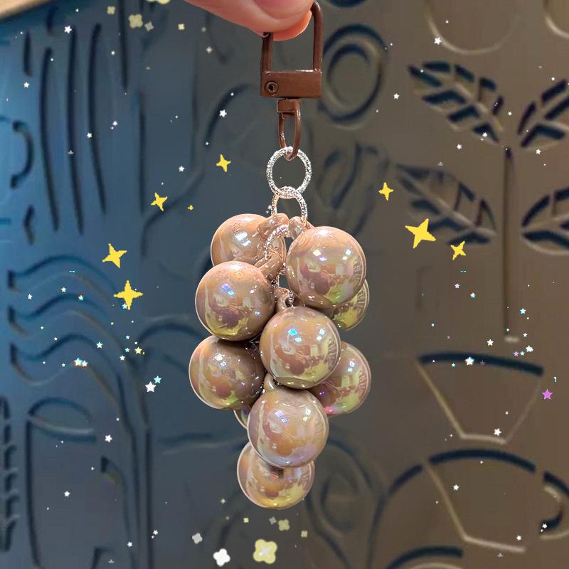 Charming Transparent Acrylic Grape Cluster Keychain - Women's Handbag Accessory & Small Gift