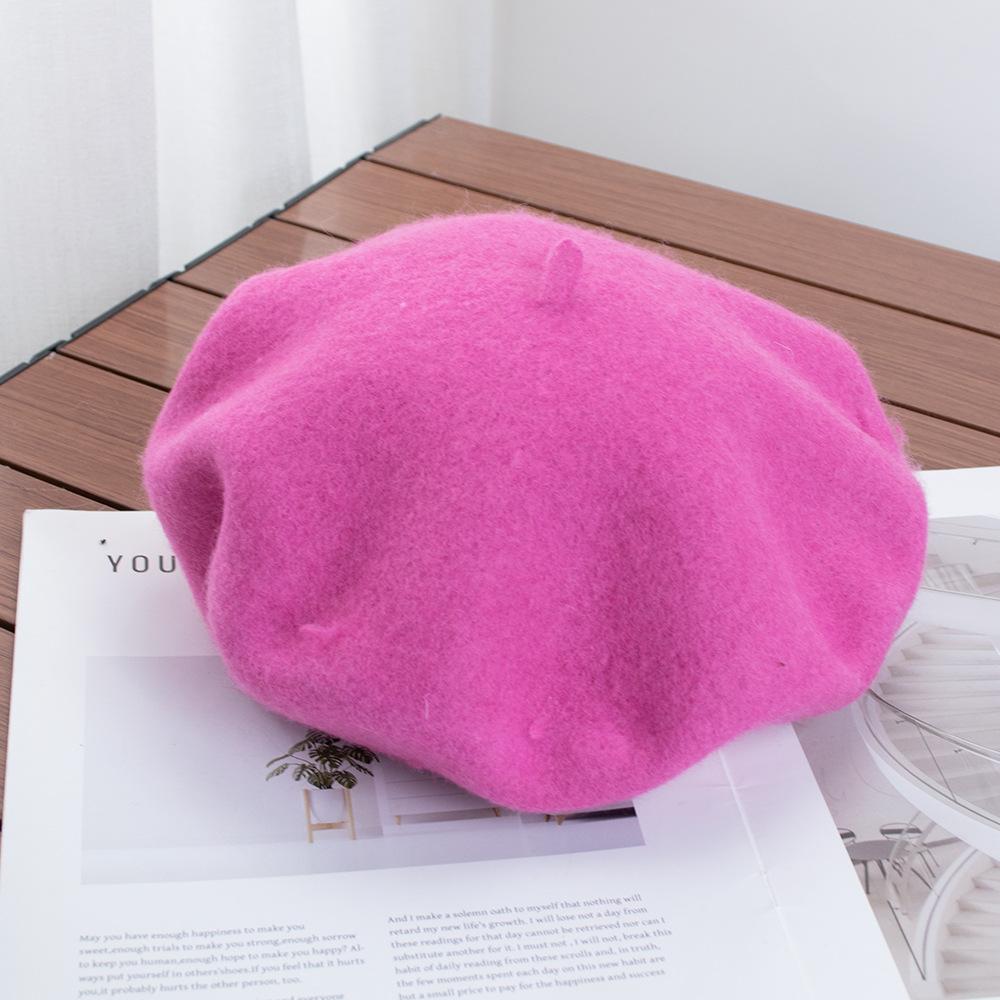Berretto Donna Britannico Vintage Autunno e Inverno Lana Pittore Cappello Signora Cappello Bocciolo Versatile Tendenza ins