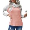 Women's Fashion Striped High Neck Color Blocking Women's Long Sleeve T-Shirt Top
