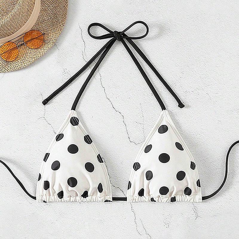 1011 new European and American polka dot lace-up neck sexy swimsuit women's beach bikini swimsuit single top