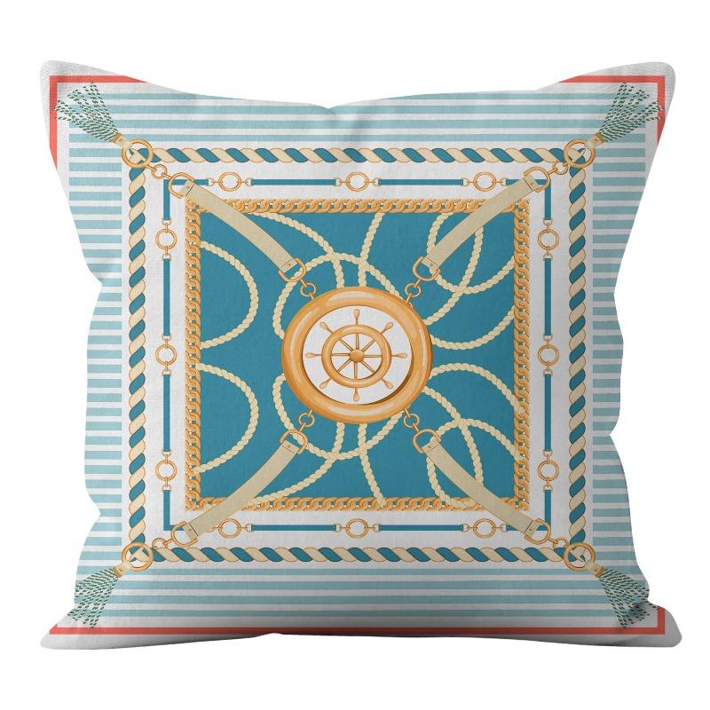 Home Ocean Blue Digital Printed Sofa Pillow Line Cushion Waist Pillow Cover Premium Durable Quality Useful Practical