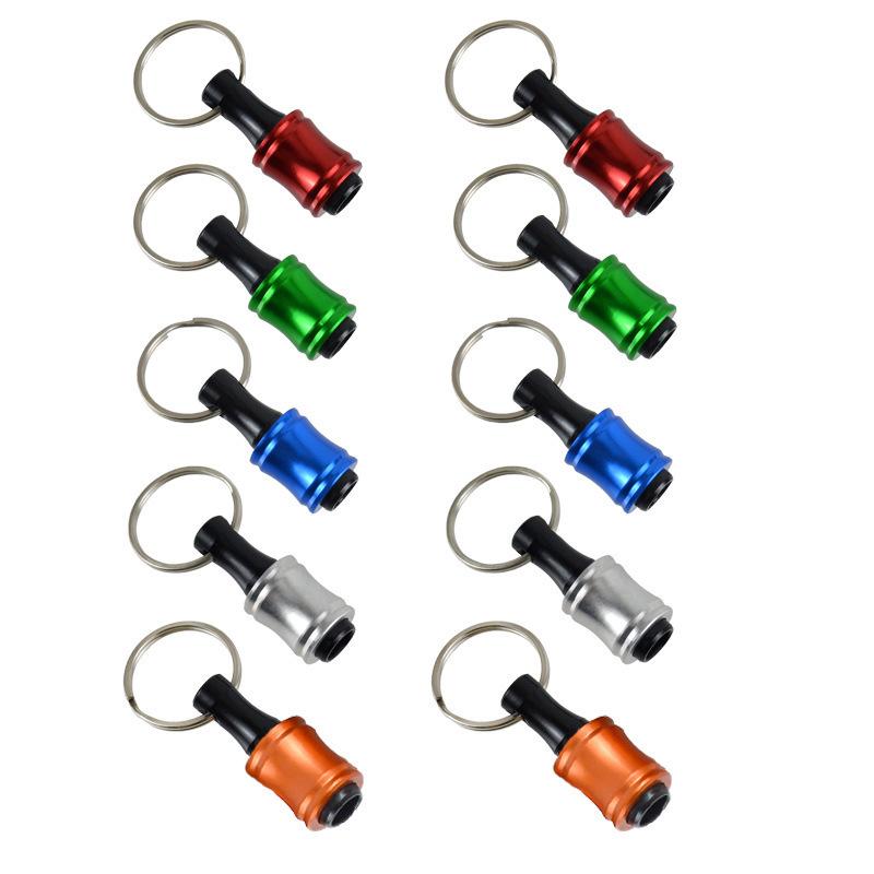 6-Piece Colorful Keychain Set: Extension Rods and Mountaineering Buckle with 1/4" Hex Drill Bit Storage Extension Rod