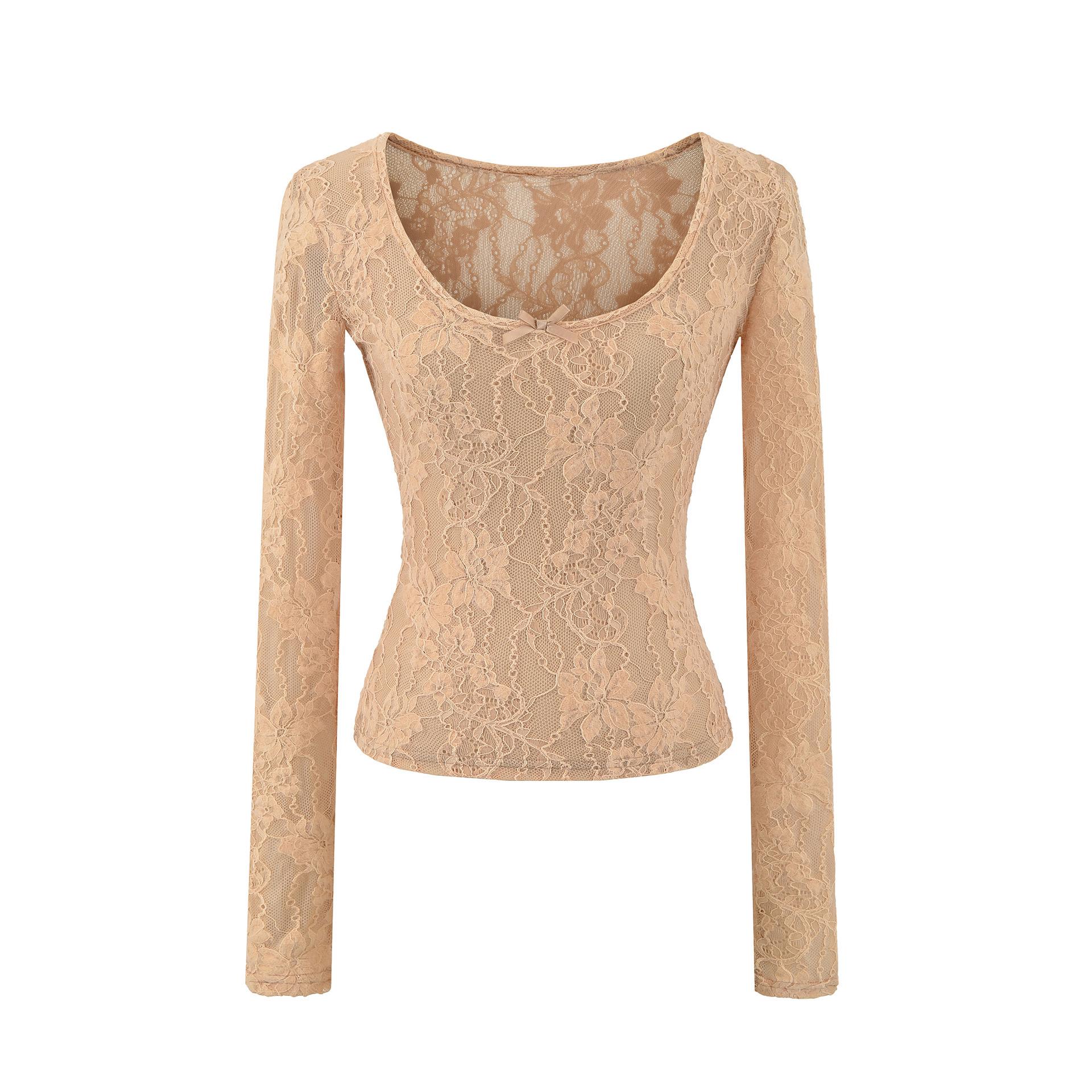 Pure Desire Lace Jacquard Long-Sleeve Women s Sexy Base Layer Top 2026 Small оранжевый