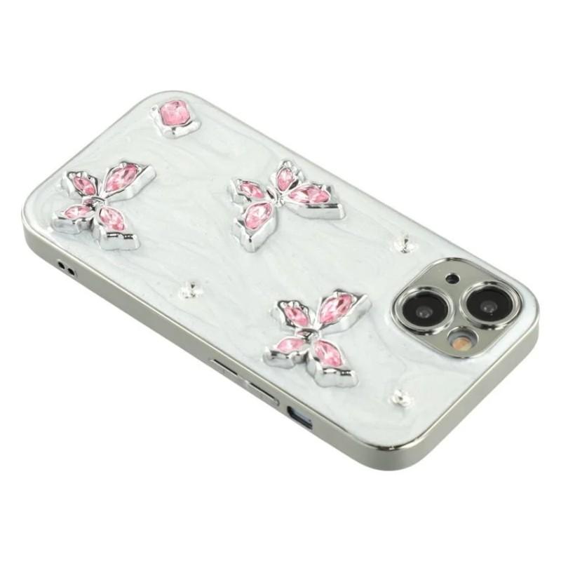 For iPhone 13 6.1 inch Case WANLONFENG Electroplated Epoxy TPU+Acrylic Phone Cover with Tempered Glass