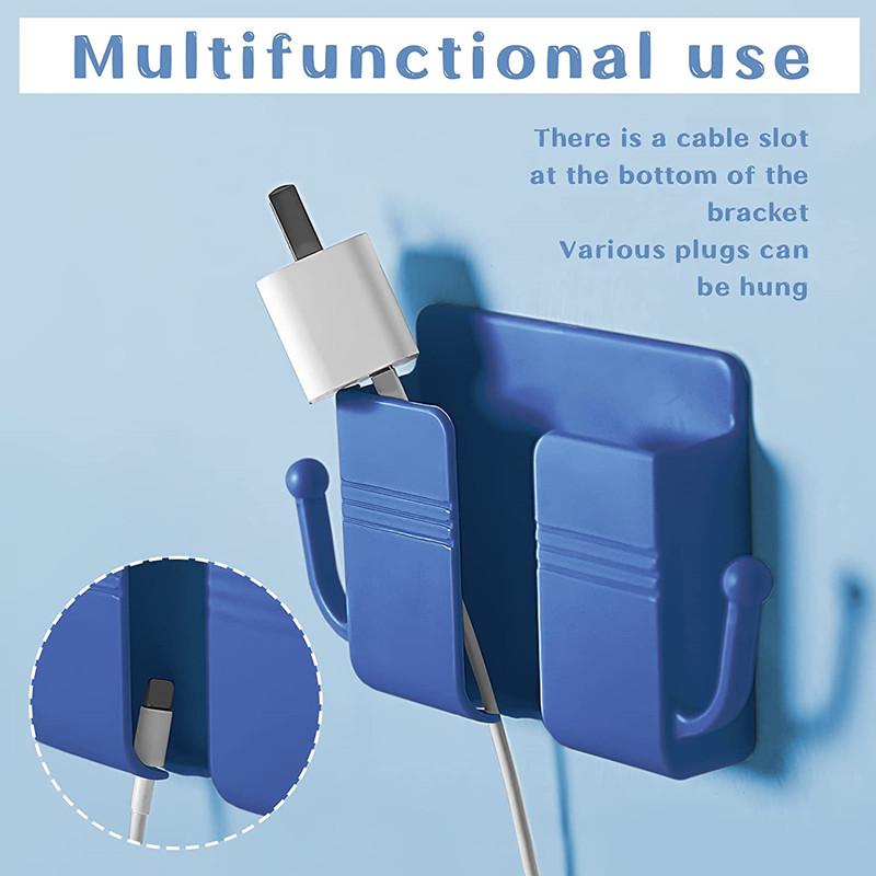 Multifunctional Wall Mounted Phone Plug Holder With Storage Hooks Home Sundries Organizer Adhesive Remote Control Brackets Racks