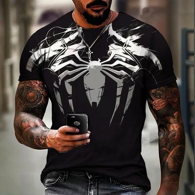 Letní Barevné Pánské Tričko s Krátkým Rukávem 3D Potisk Vzor Spider-Man Venom Ležérní Módní Oblečení