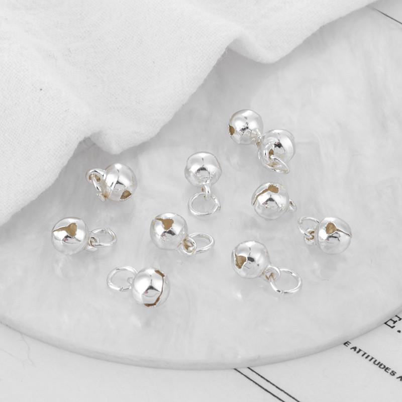 Handmade Silver Jump Ring Bell Pendant for DIY Jewelry