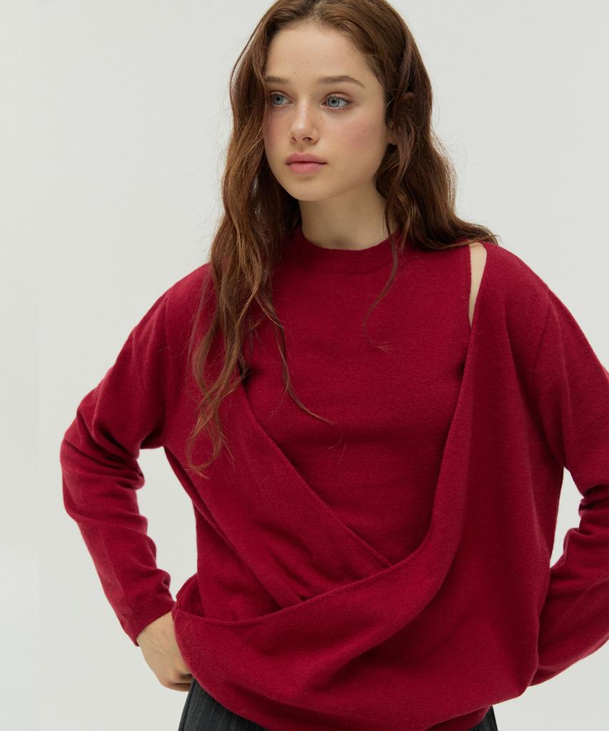 NEW LOOKY Layered Knit Set_Red